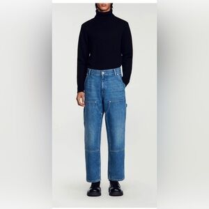 NWT Sandro-Paris Denim Carpenter Jeans Blue Vintage Size 36- US 28